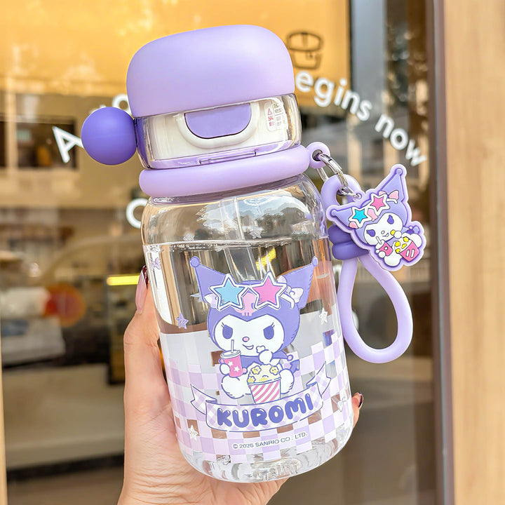 Ladies drinking bottle with practical silicone drinking straw and cute Stornfield motif