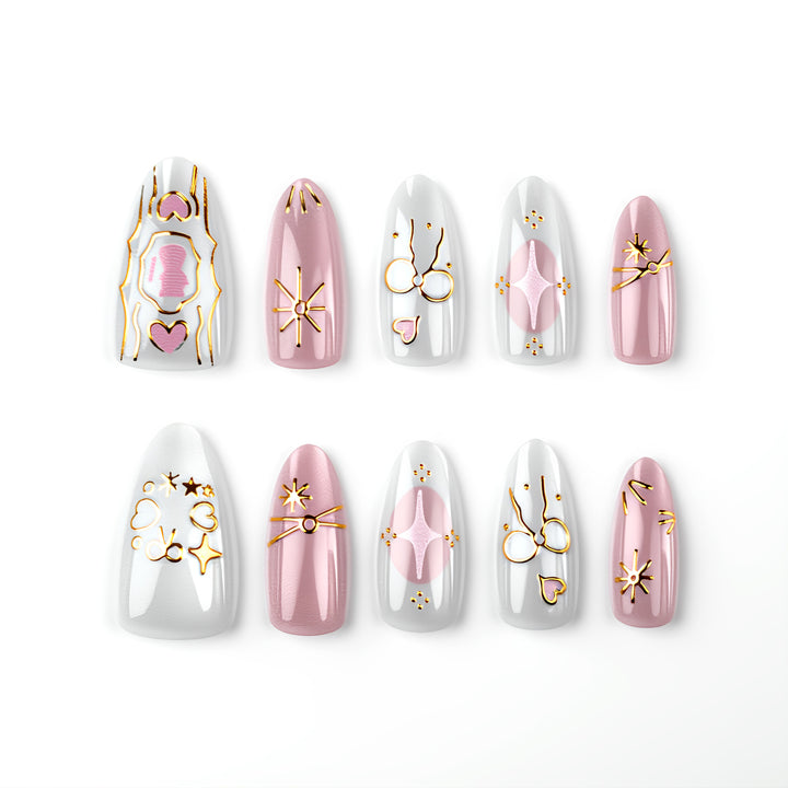 Artistic Metallic Press-On Nails