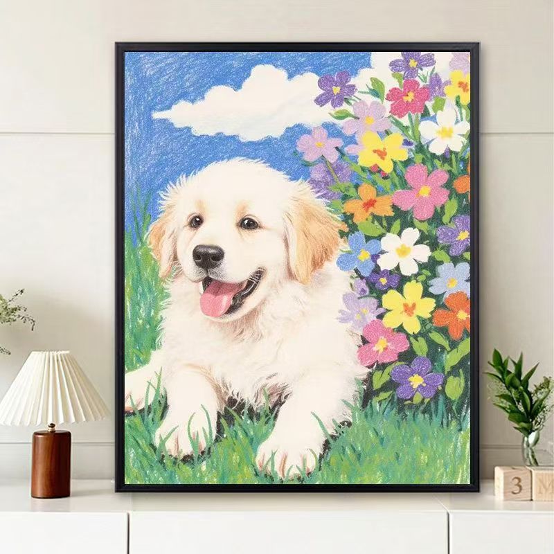 Cute Puppy Illustration Wall Art Stornfield