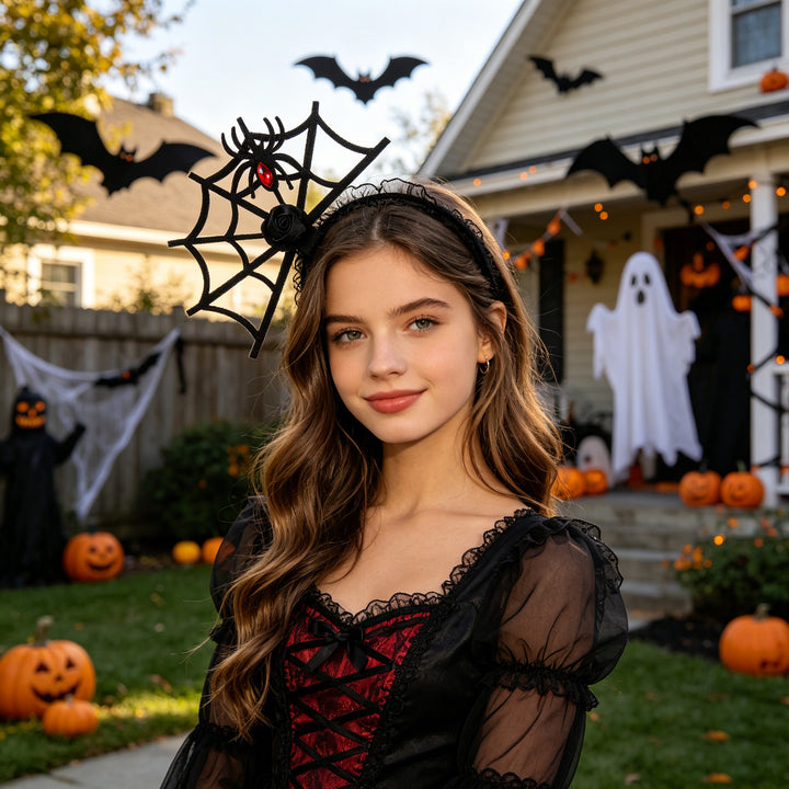 Halloween Hairband with Spider Web Design