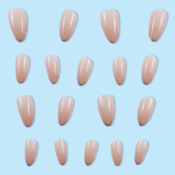 Elegant Glittered Almond-Shaped Press-On Nail Tips Stornfield