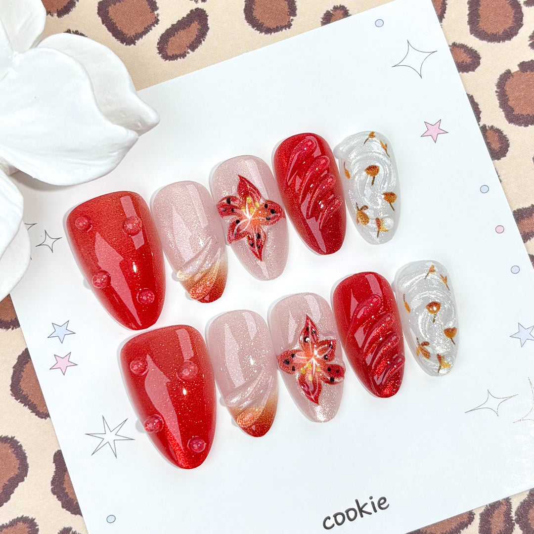 Artistic Floral Press-On Nail Collection 1790745512