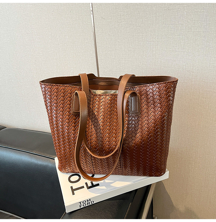 Woven Leather Shoulder Tote Bag Stornfield