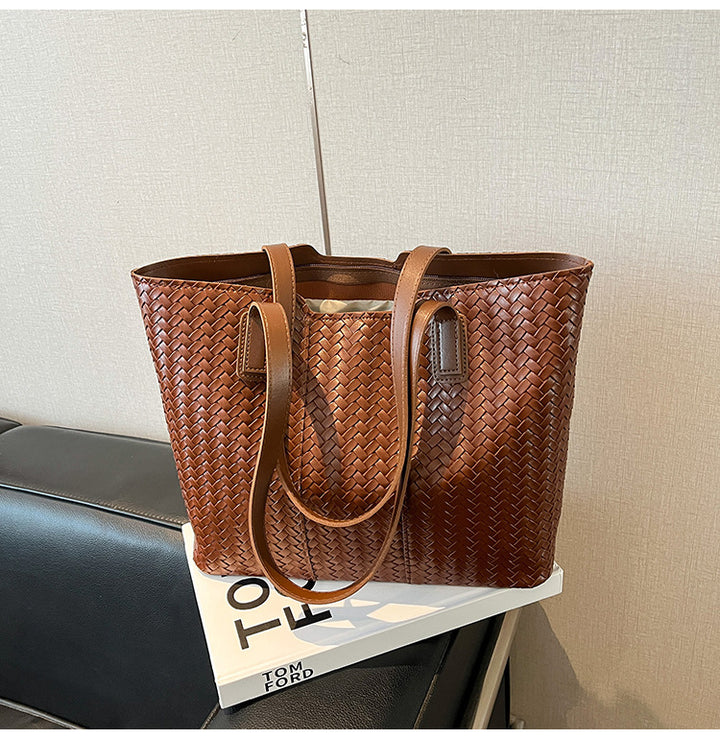 Woven Leather Shoulder Tote Bag Stornfield