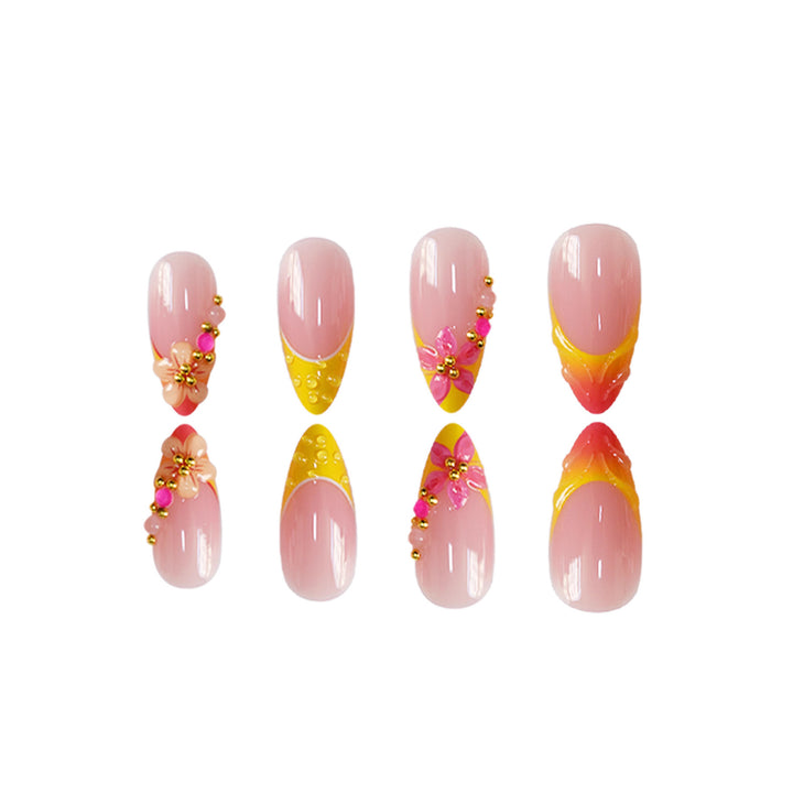 Artistic Floral Accent Press-On Nail Set Stornfield