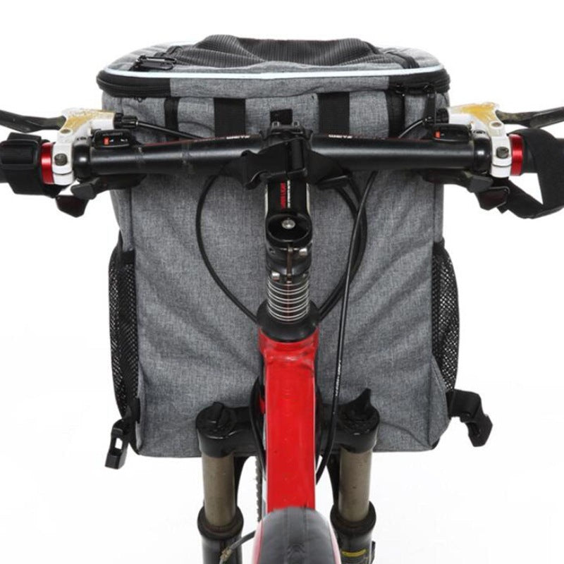 Front-Mounted Pet Carrier Bike Bag with Secure Leash Breathable Mesh Padded Base Reflective Trim Stornfield