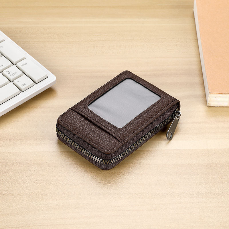 RFID-Blocking Textured Leather Zip Card Holder Stornfield