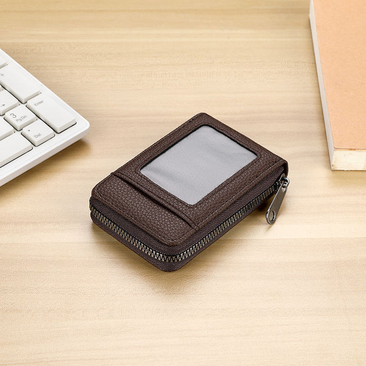 RFID-Blocking Textured Leather Zip Card Holder Stornfield