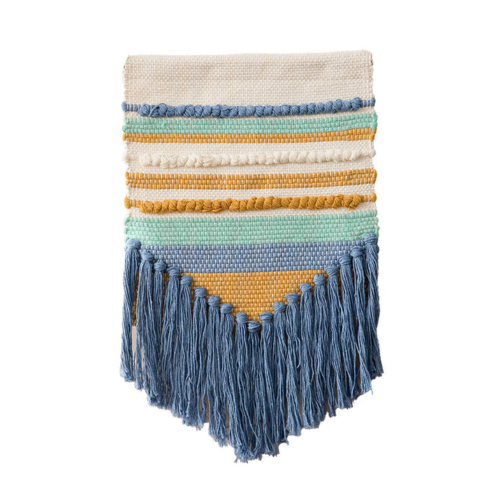 Boho Wall Hanging Macrame with Hand-Knotted Fringes and Woven Cable Patterns Stornfield