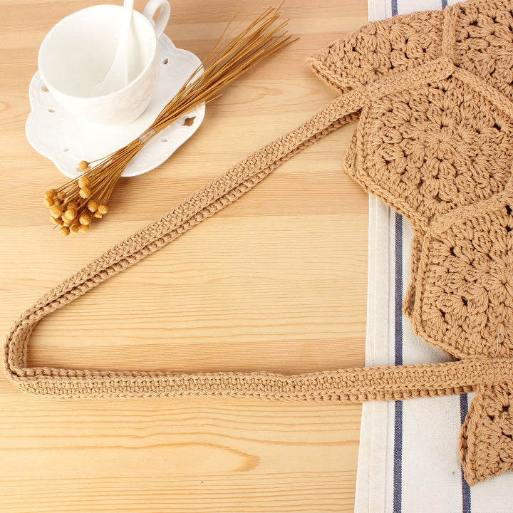 Handcrafted macrame tote bag with unique honeycomb pattern Stornfield