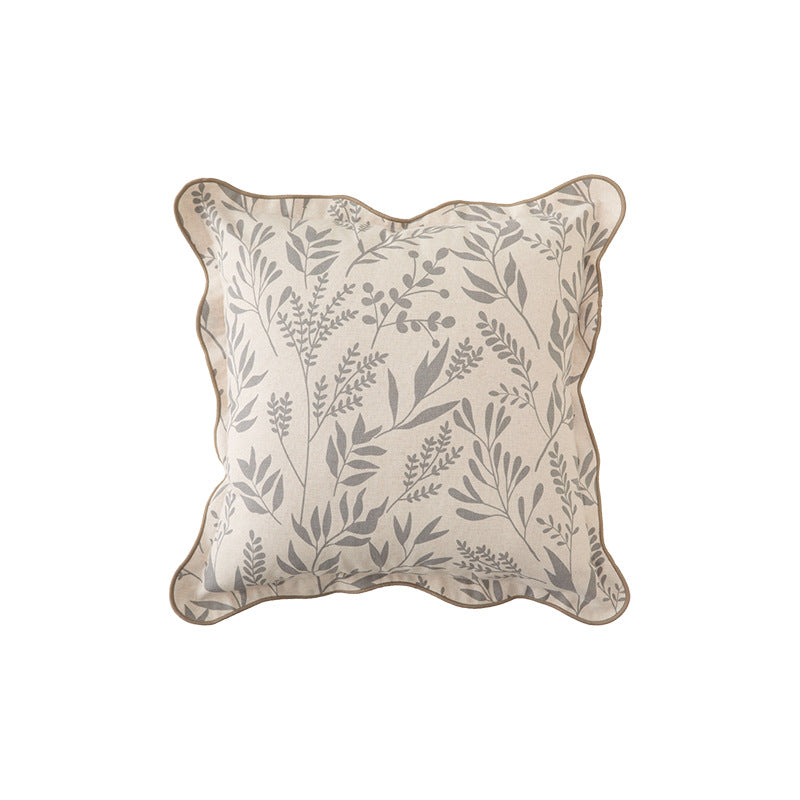 Square decorative cushion cover with wavy edge and botanical print Stornfield