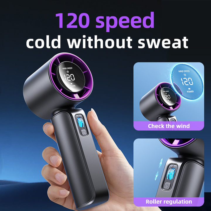 Unisex nan compact high-speed handheld fan with LED display rechargeable battery and quiet turbine Stornfield