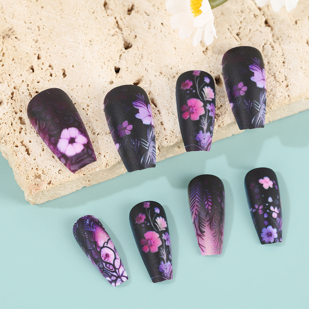 Artificial nails with floral and matte patterns Stornfield