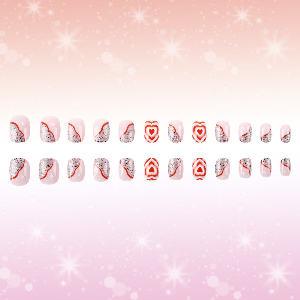 Heart-Themed Gel Nail Art Stornfield