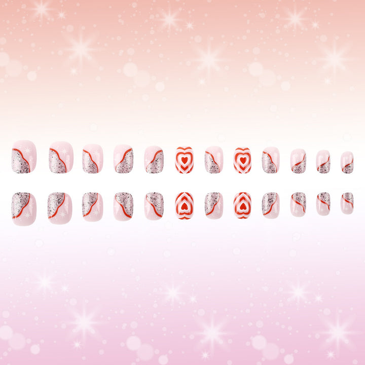 Heart-Themed Gel Nail Art Stornfield