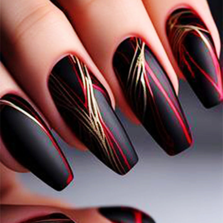 Stylish Stiletto Press-On Nails with Abstract Design Stornfield