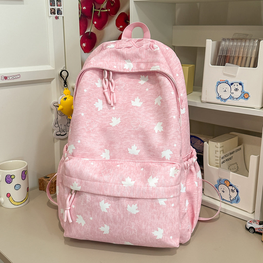 Trendy Leaf-Patterned School Backpack Stornfield