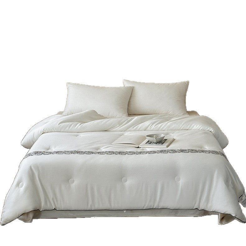 Tufted All-Season Down-Alternative Comforter with Embroidered Border