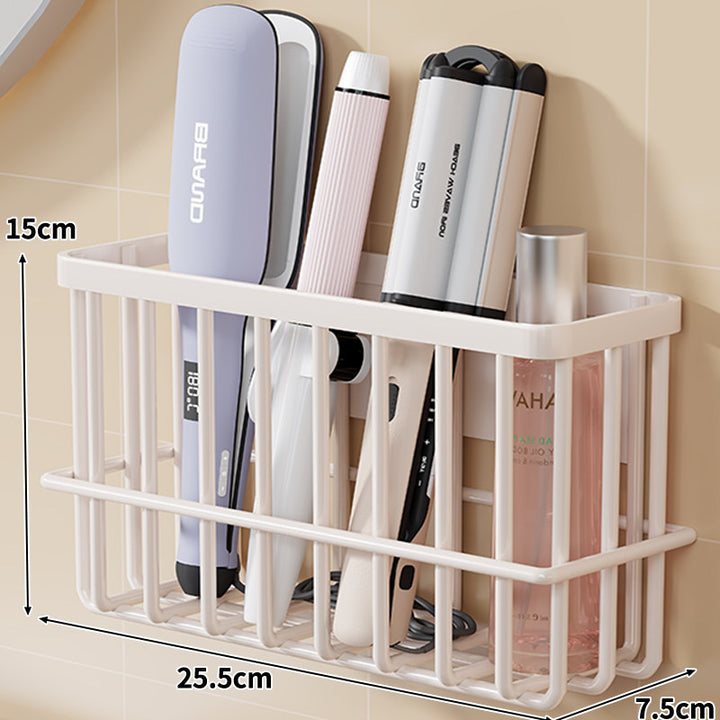 Wall-Mounted Hair Tool Organizer Basket for Flat Irons and Curling Wands