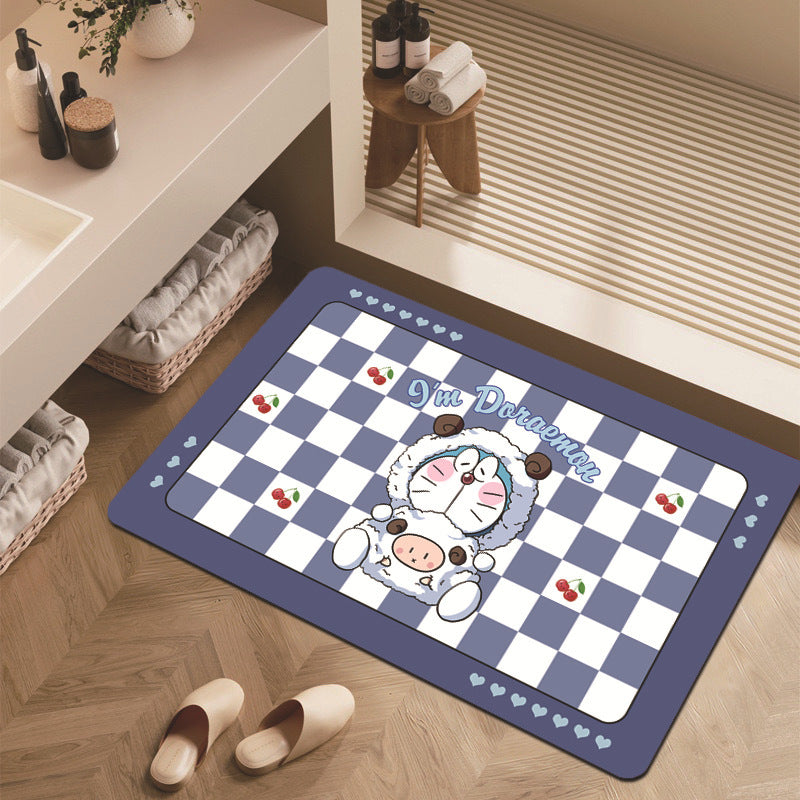 Cartoon Dinosaur-Themed Bathroom Mat