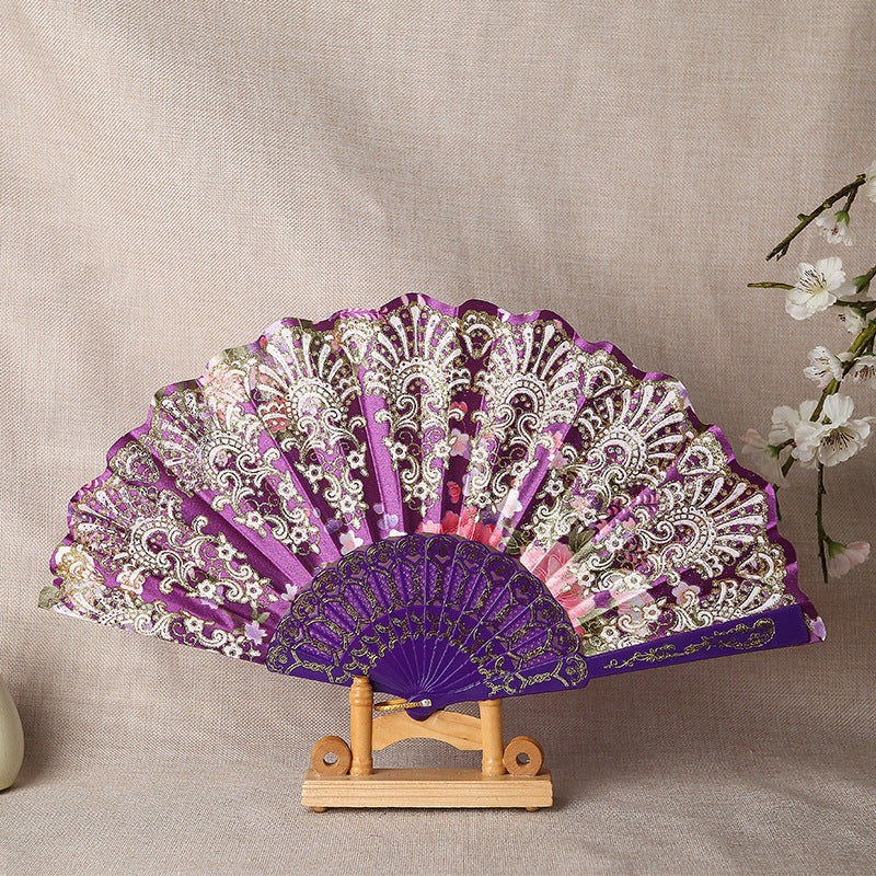 Ladies Elegant Hand Fan with Intricate Floral Patterns Stornfield