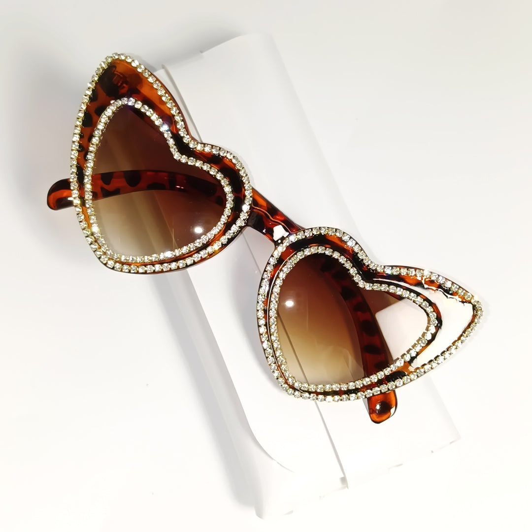 Rhinestone-Embellished Heart-Shaped Sunglasses Stornfield