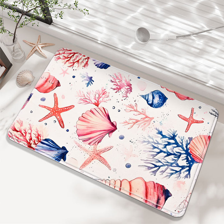 Coastal Marine-Themed Bathroom Mat
