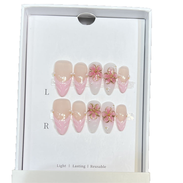 Artisan Floral-Themed Press-On Nails Set Stornfield