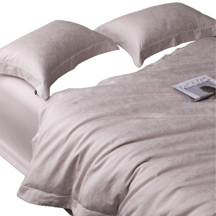 Cotton-Blend Jacquard Duvet Cover Set with Euro Shams & Decorative Lumbar