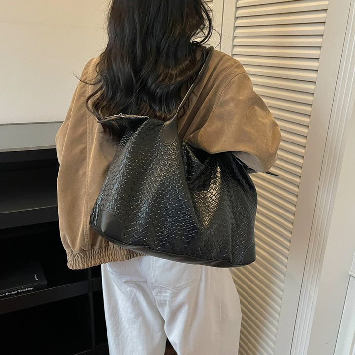 Woven Leather Travel Handbag