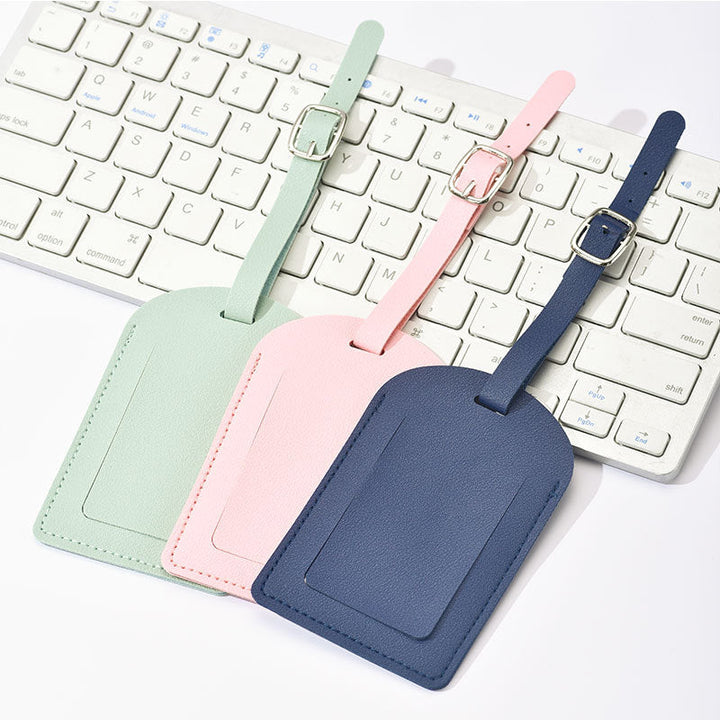 premium PU leather luggage tag with adjustable buckle strap Stornfield