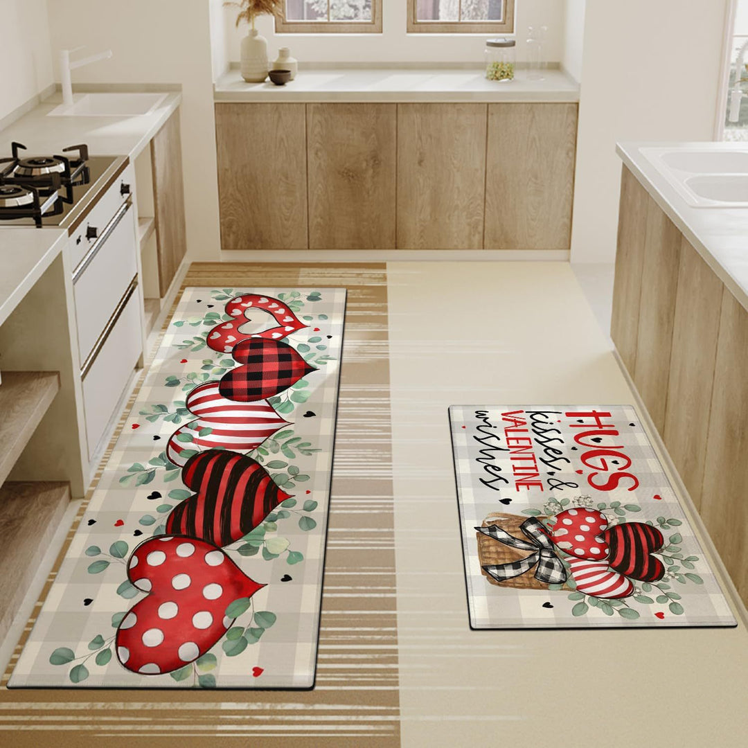 Heart-Themed Kitchen Runner Mat Stornfield