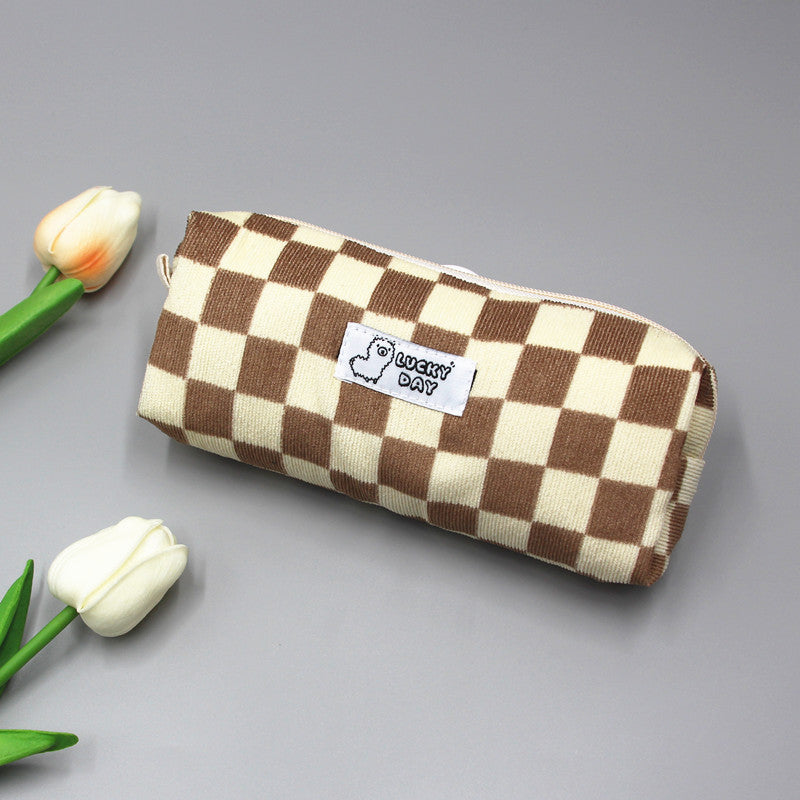 Checked Pattern Zippered Pencil Case Stornfield