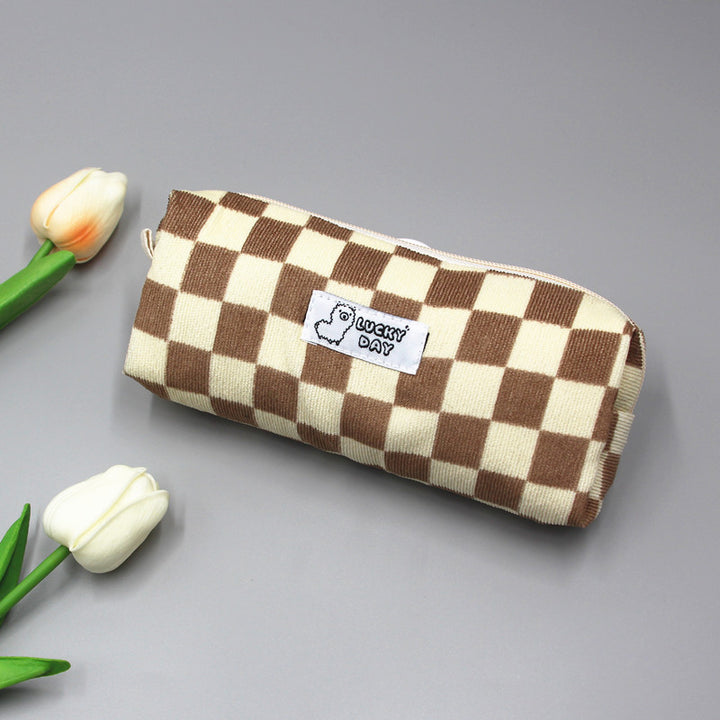 Checked Pattern Zippered Pencil Case Stornfield