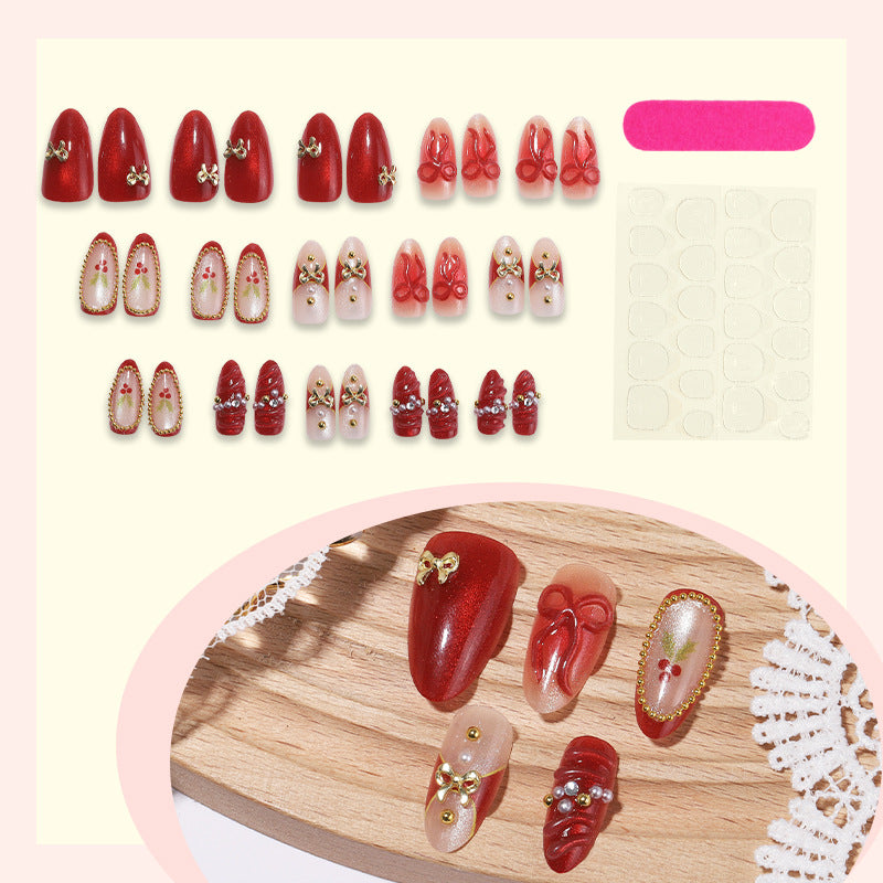 Decorative Press-On Nail Set with Holiday Designs Stornfield