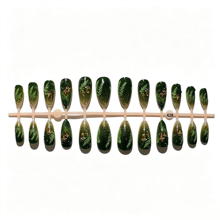 Artificial nail set with glamorous moss design Stornfield