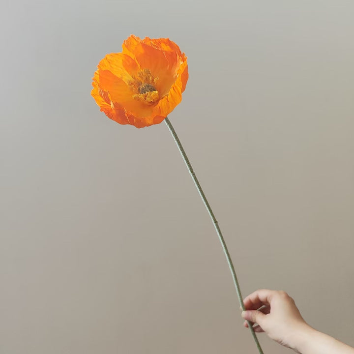 Elegant Faux Poppy Flower Stem