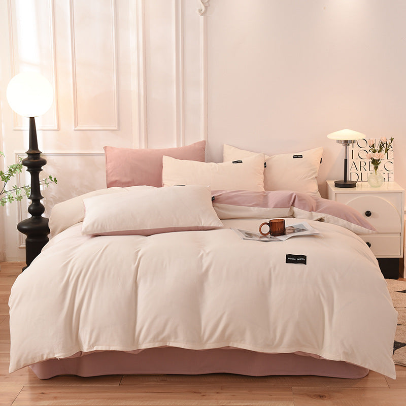Breathable Reversible Cotton Duvet Cover Set with Pillowcases