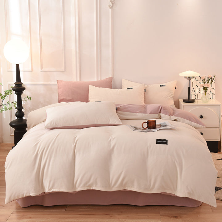 Breathable Reversible Cotton Duvet Cover Set with Pillowcases