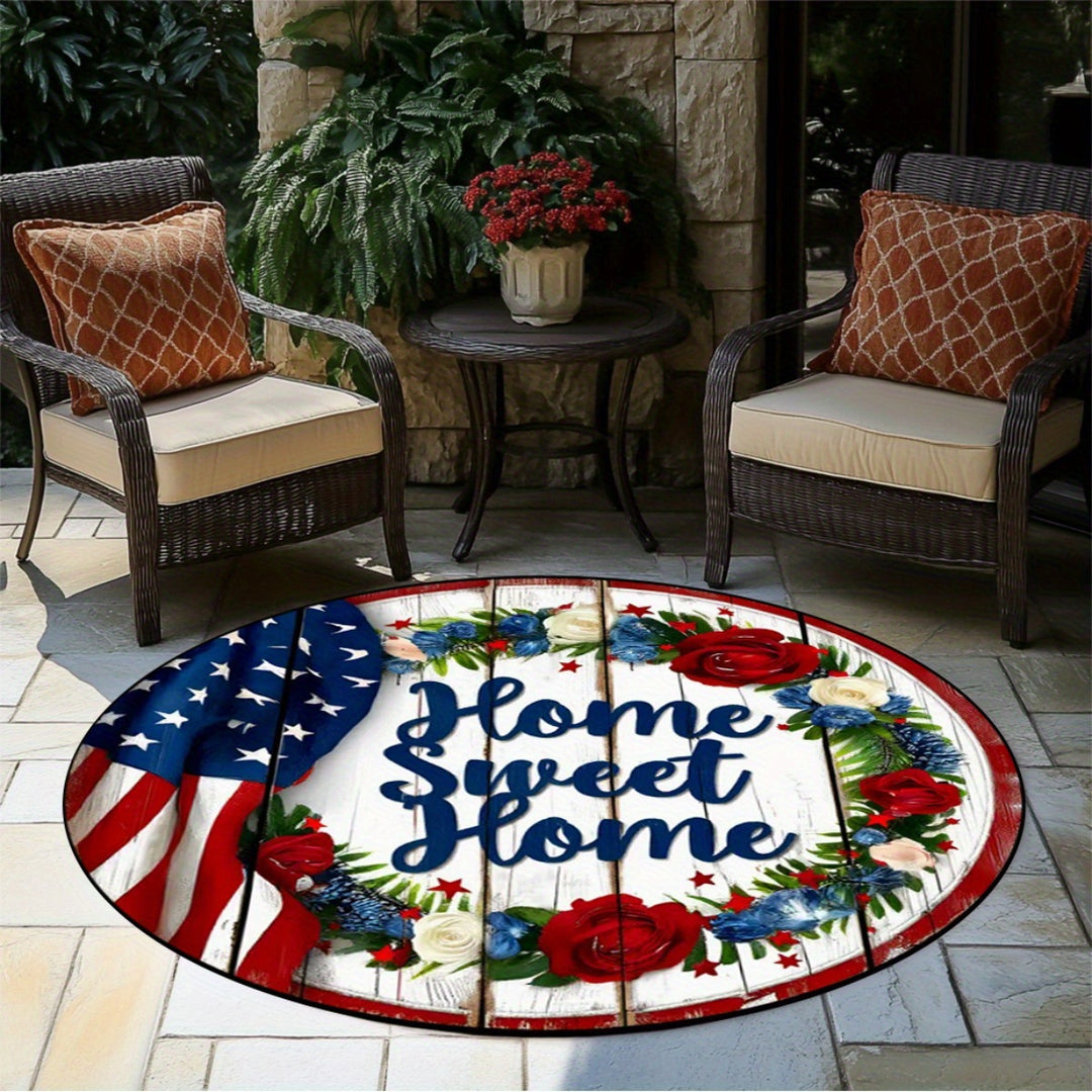 Decorative Patriotic Heart-Shaped Area Rug