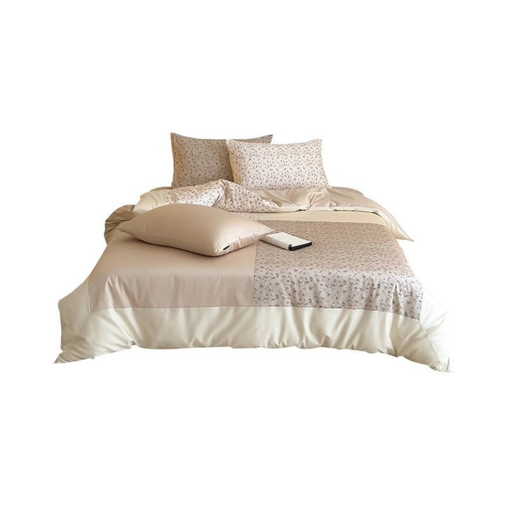 Reversible Floral Cotton-Blend Duvet Cover Set with Brushed Back & Corner Ties