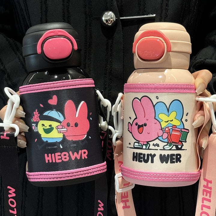 Women's insulated drinking bottle with secure flip-top lid and playful design Stornfield