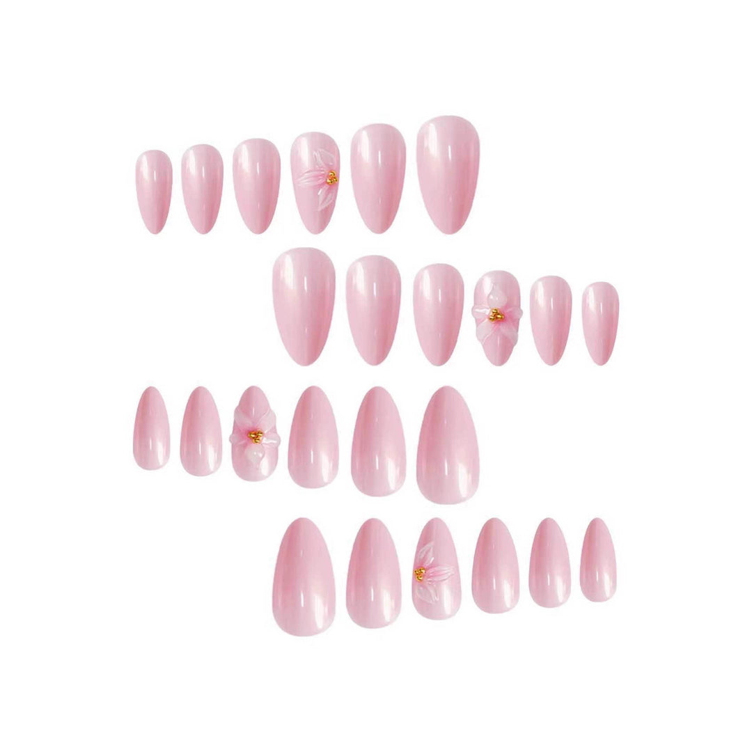 Floral-Decorated Stiletto Press-On Nail Art Stornfield