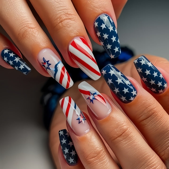 Artful nail tips in patriotic design Stornfield