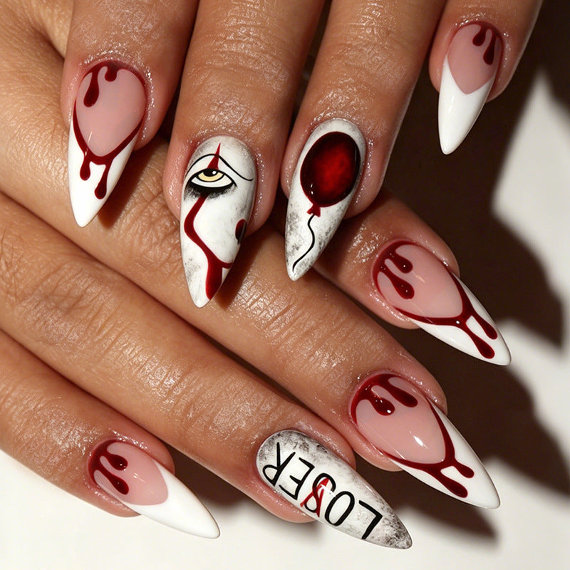 Creative nail art set with bloody and spooky designs Stornfield