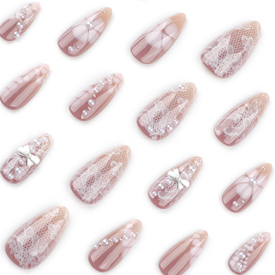 Artful Nail Extensions with Delicate Accents Stornfield