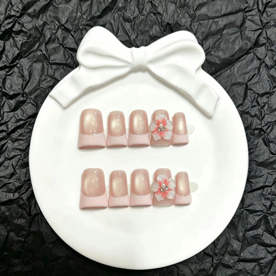 Decorative Floral Acrylic Press-On Nails