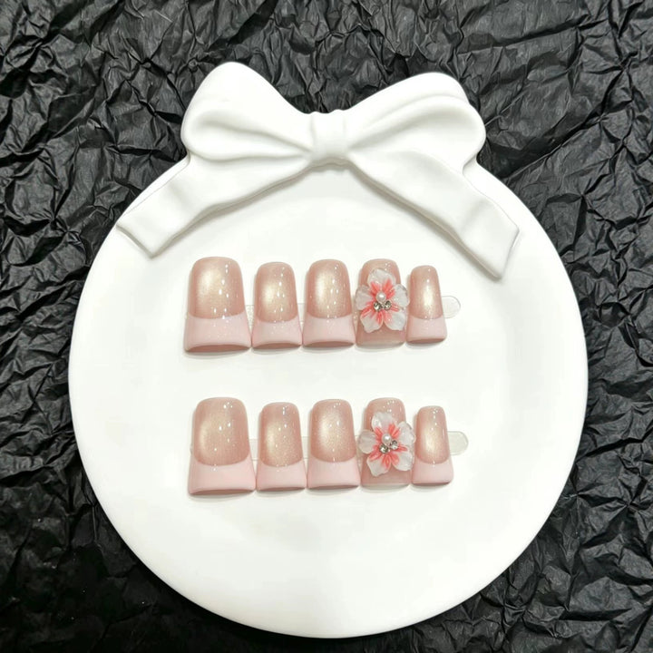 Decorative Floral Acrylic Press-On Nails