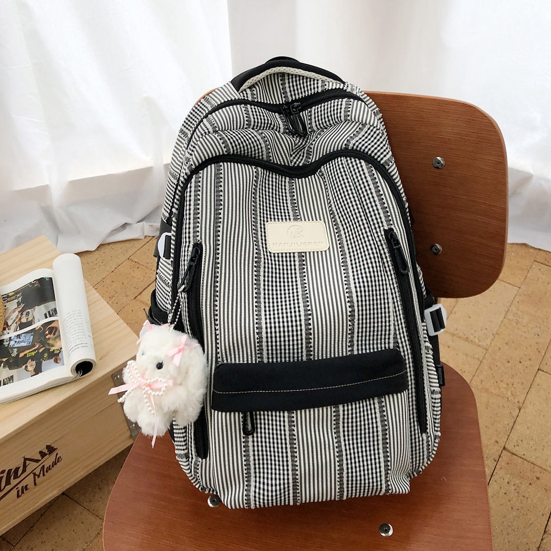 Striped Backpack with Keychain Charm Stornfield