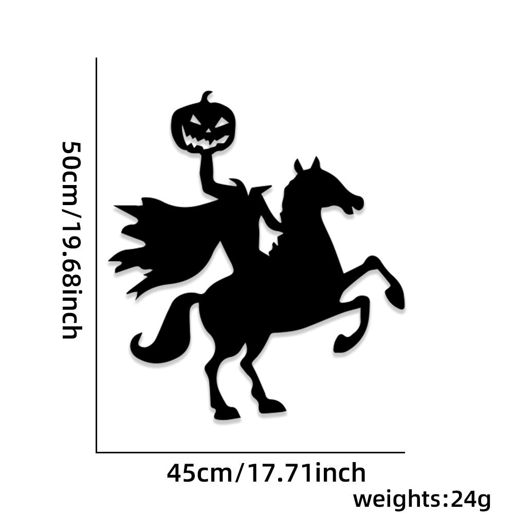 Large-format self-adhesive wall sticker spooky zombie with pumpkin silhouette